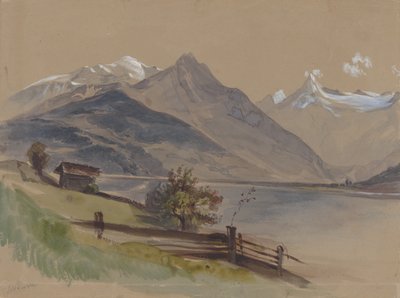 Alpenlandschap met een meer door Friedrich Carl von Scheidlin